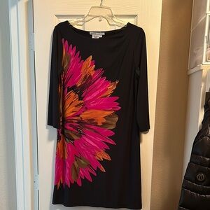 Maggy London Black Dress with Pink and Orange Floral Design
